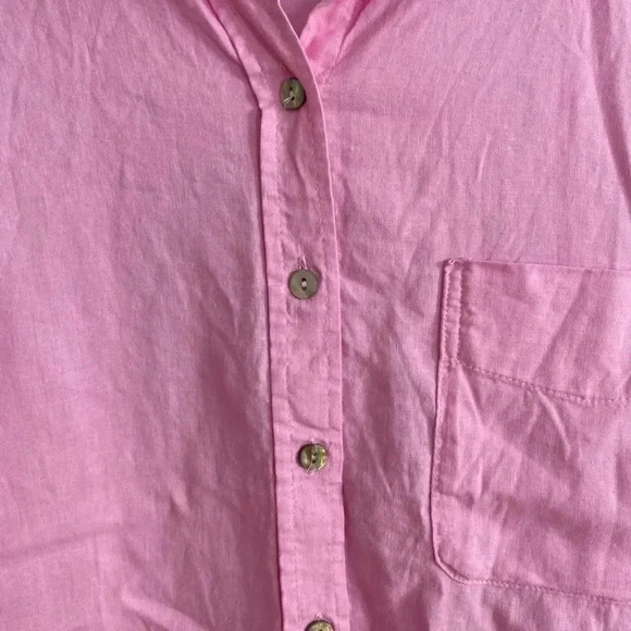 Love Tree Pink Linen Blend Button Up Top - Picture 5 of 12